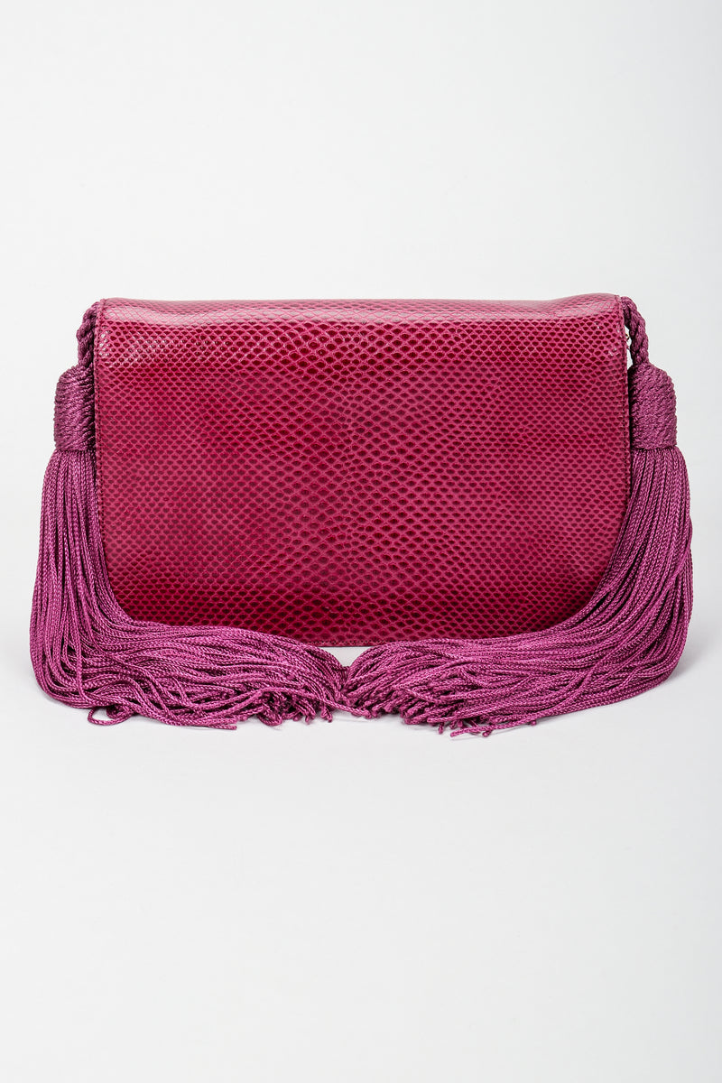 Vintage Judith Leiber Magenta Lizard Double Tassel Bag Back at Recess Los Angeles