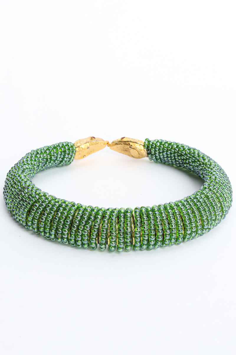 Vintage Julie Rubano Green Beaded Snake Collar Back at Recess LA