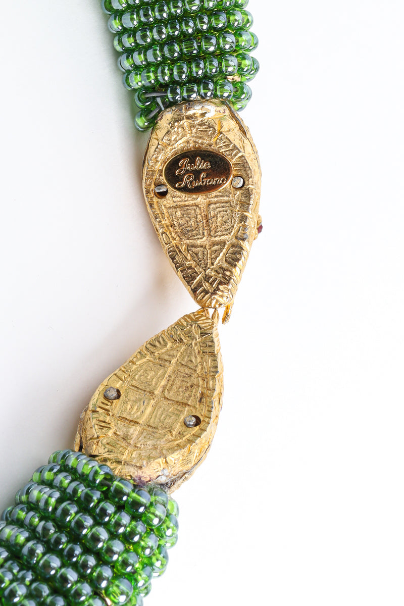 Vintage Julie Rubano Green Beaded Snake Collar Cartouche at Recess LA