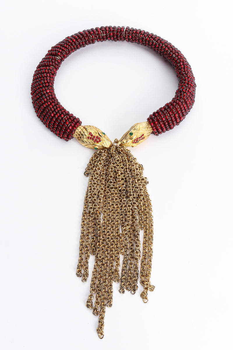 Julie Rubano Red Beaded Snake Chain Collar Front at Recess LA