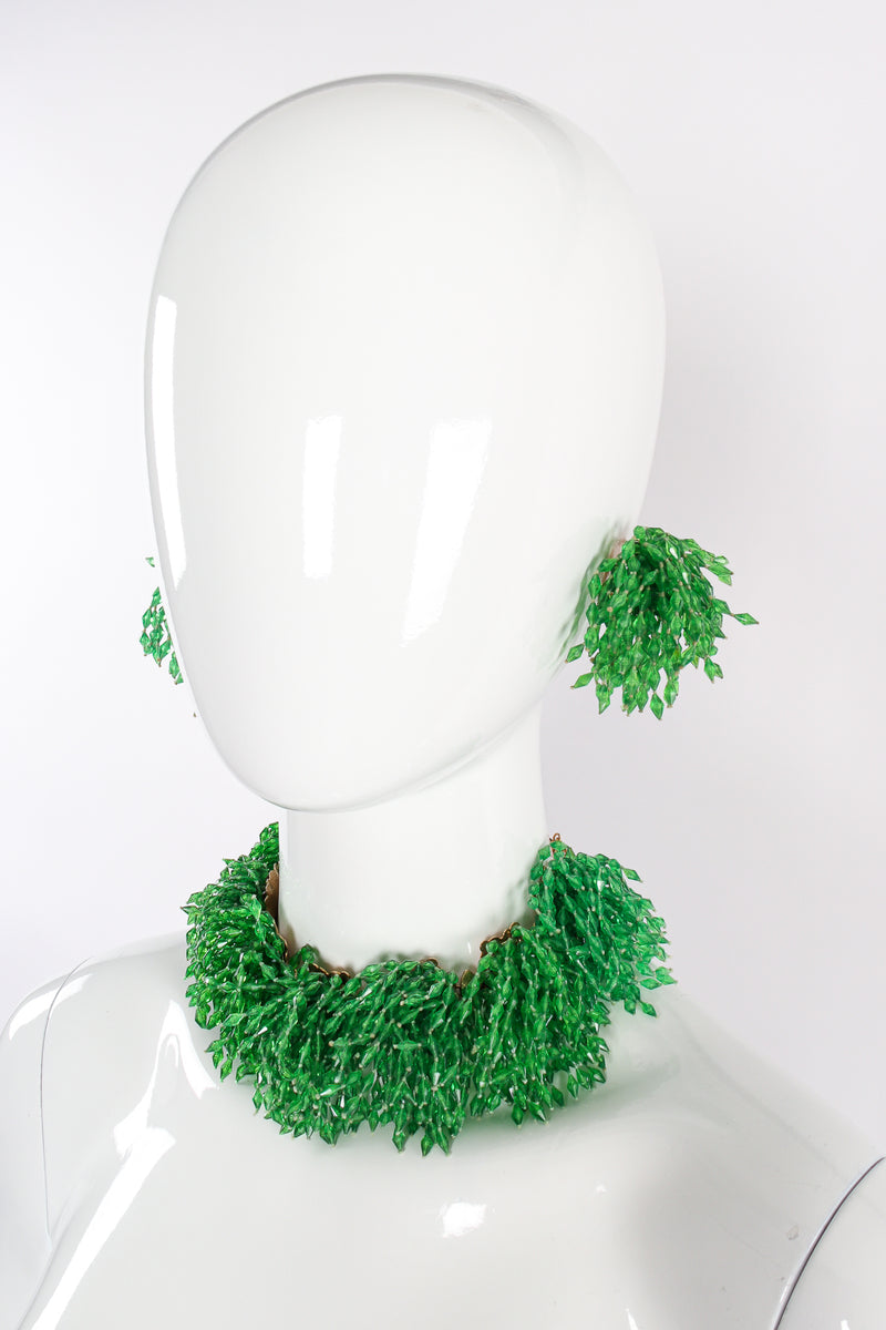 Vintage Julie Rubano Beaded Fringe Collar Bracelet & Earring Set on mannequin at Recess Los Angeles