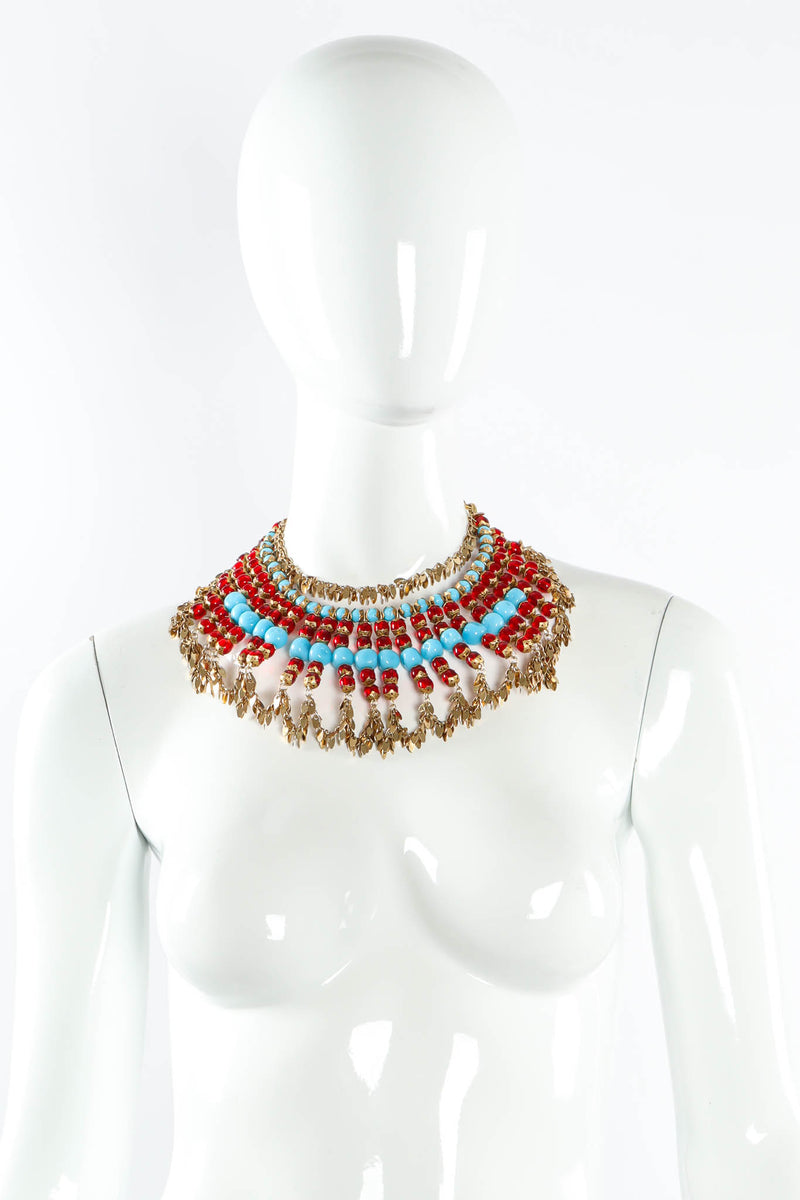 Vintage Julie Rubano Leaf Glass Bead Bib Necklace mannequin @ Recess Los Angeles