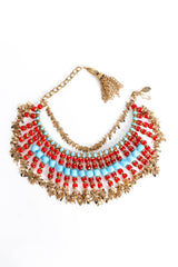 Vintage Julie Rubano Leaf Glass Bead Bib Necklace front @ Recess Los Angeles