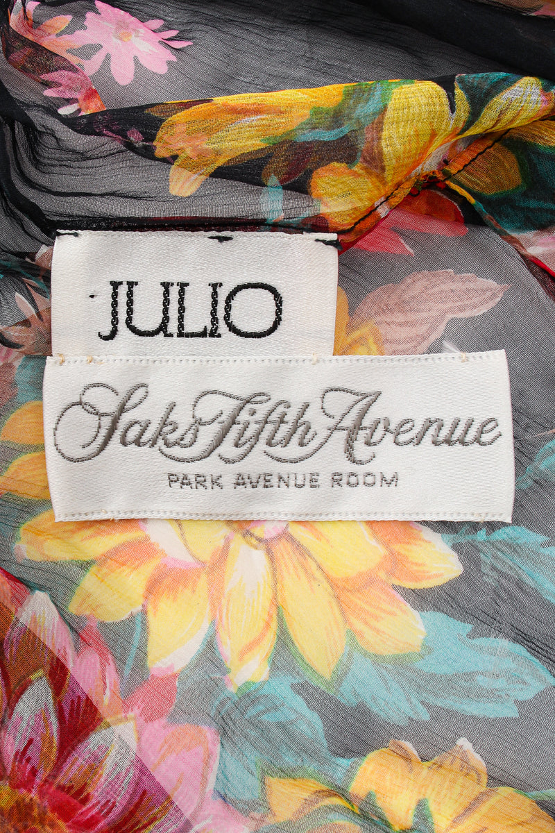 Vintage Julio Espada Floral Silk Peasant Top label at Recess Los Angeles