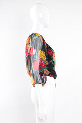 Vintage Julio Espada Floral Silk Peasant Top on Mannequin side at Recess Los Angeles