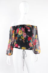 Vintage Julio Espada Floral Silk Peasant Top on Mannequin front at Recess Los Angeles