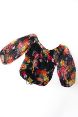 Vintage Julio Espada Floral Silk Peasant Top flat at Recess Los Angeles