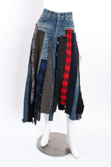 Vintage Junya Watanabe Comme des Garçons Denim Patchwork Denim Skirt on mannequin front @ Recess LA