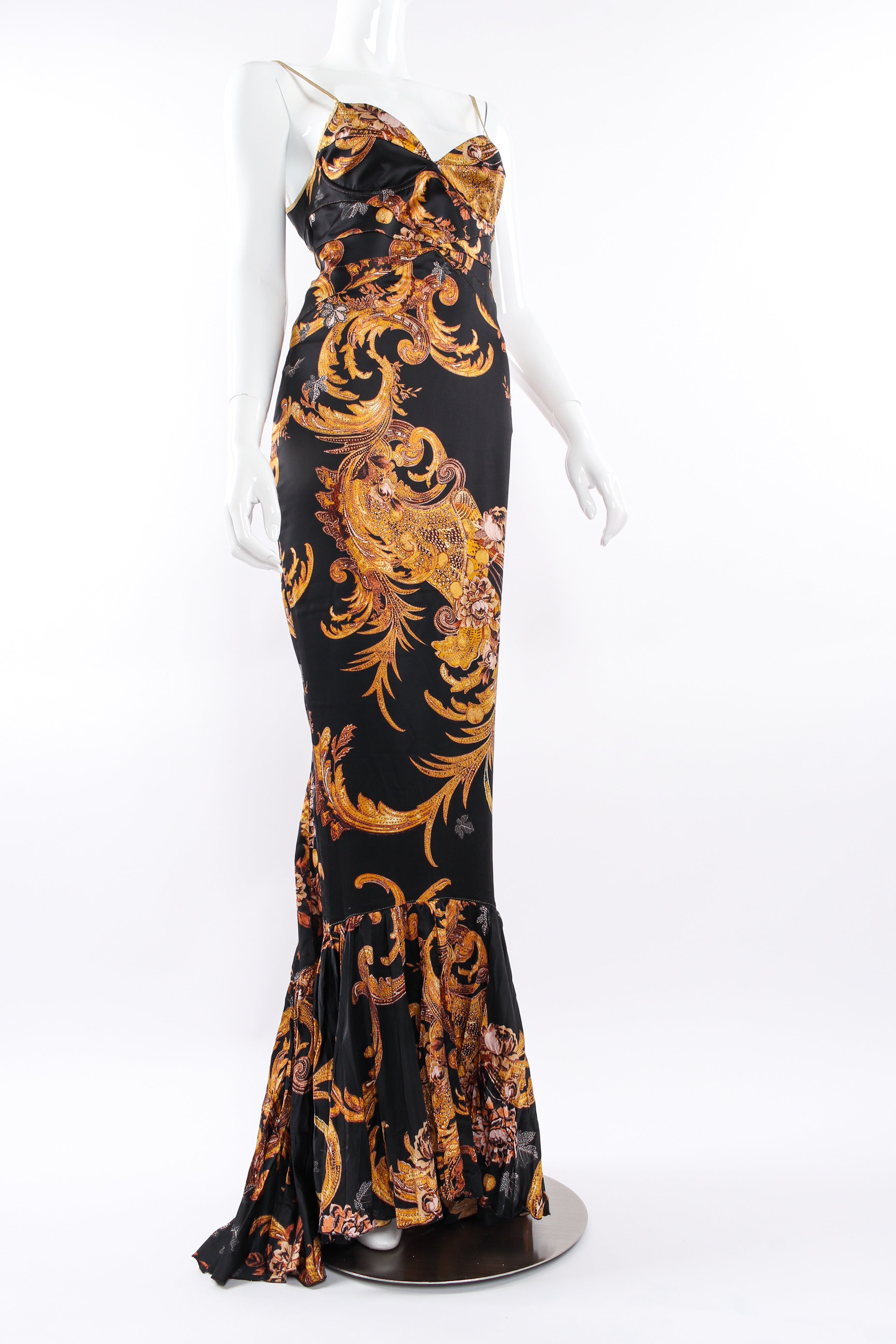 Vintage Roberto Cavalli Fleur Brocade Mermaid Dress mannequin angle @ Recess LA