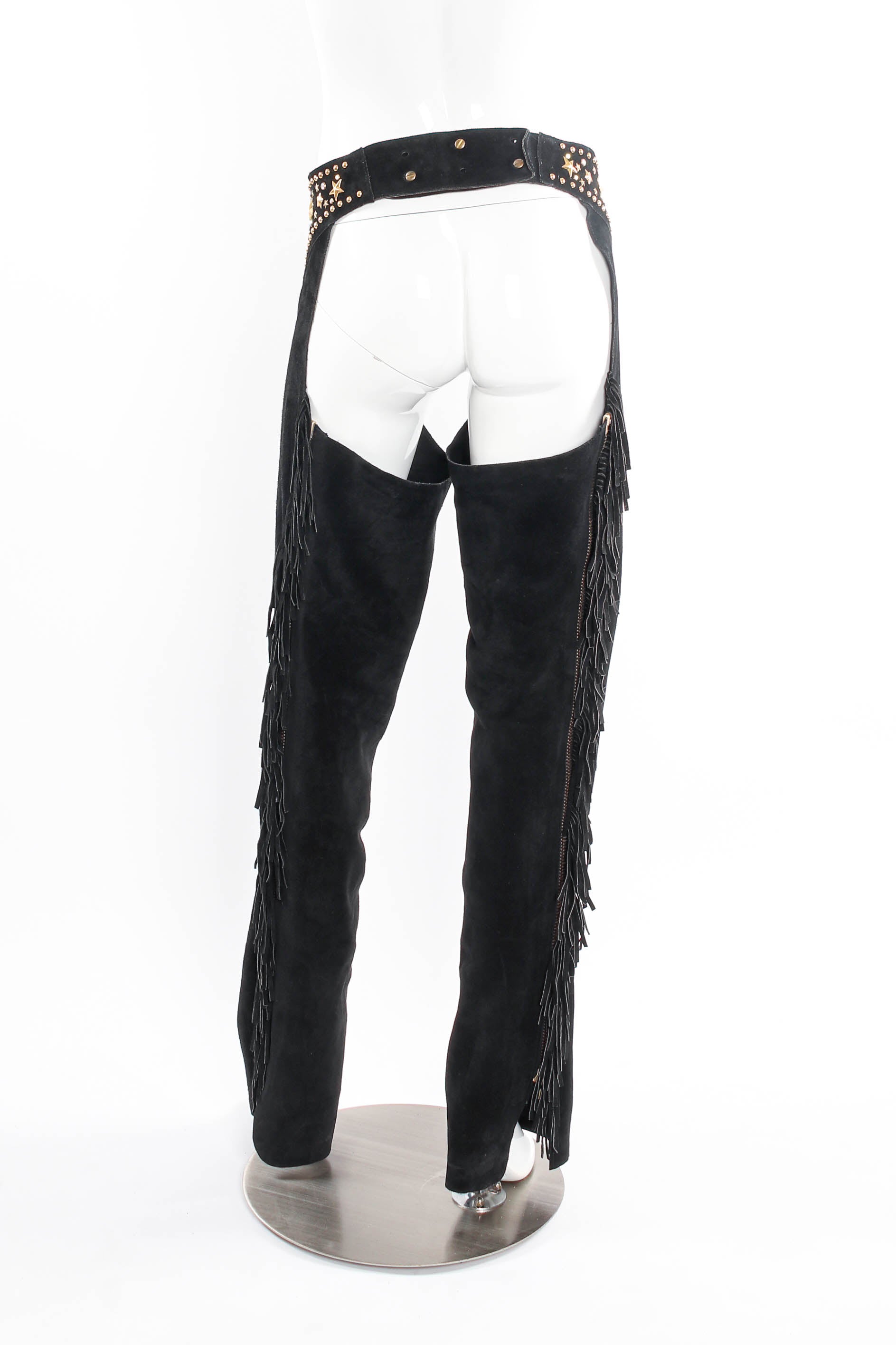 Vintage K.Baumann Stardust Studded Fringe Chaps mannequin back @ Recess LA