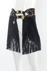 Vintage K.Baumann Studded Suede Chap Skirt Belt mannequin front angle close @ Recess Los Angeles