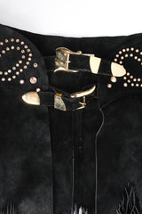 Vintage K.Baumann Studded Suede Chap Skirt Belt buckles front close @ Recess Los Angeles