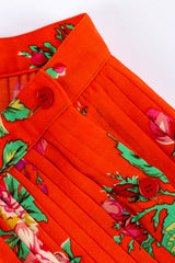 Bright floral pleated skirt by Kenzo Paris button waistband close @recessla