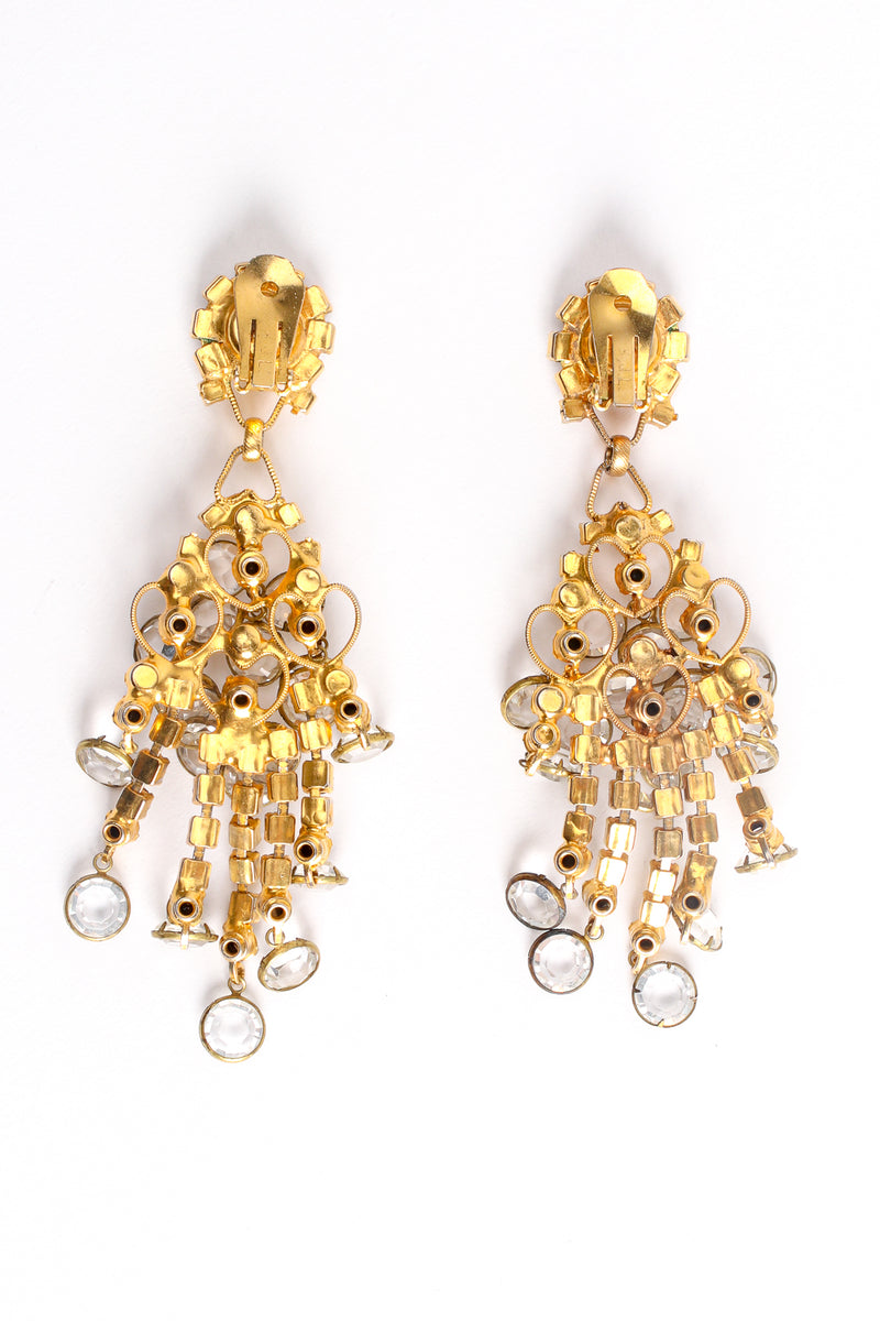 Vintage Kenneth Lane KJL Rhinestone Fringe Chandelier Earrings backside at Recess Los Angeles