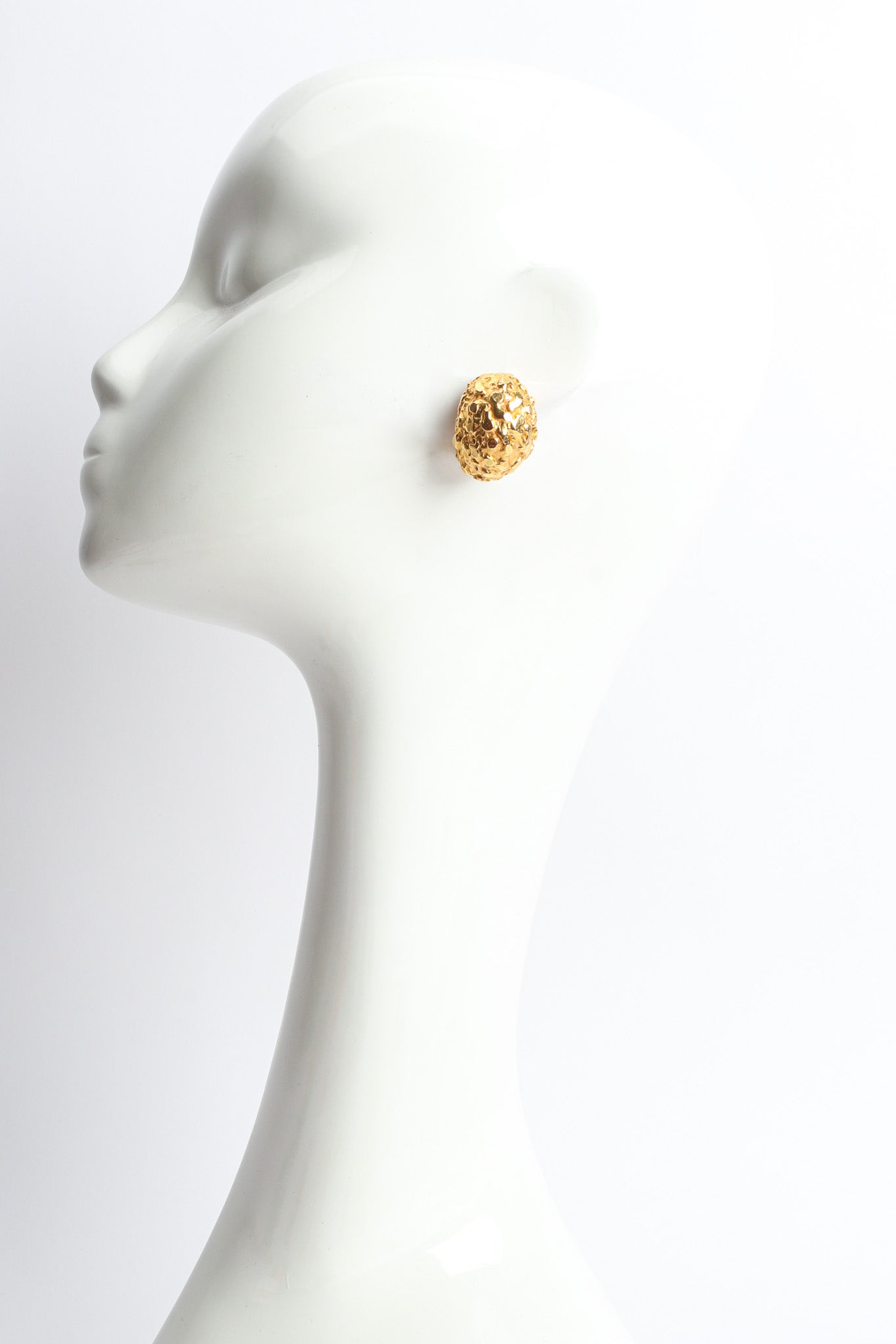 Vintage Kenneth Jay Lane Brutalist Pillow Earrings on mannequin @ Recess Los Angeles