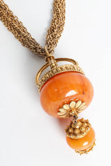 Vintage Kenneth Jay Lane Amber Bead Pendant Necklace pendant base @ Recess LA