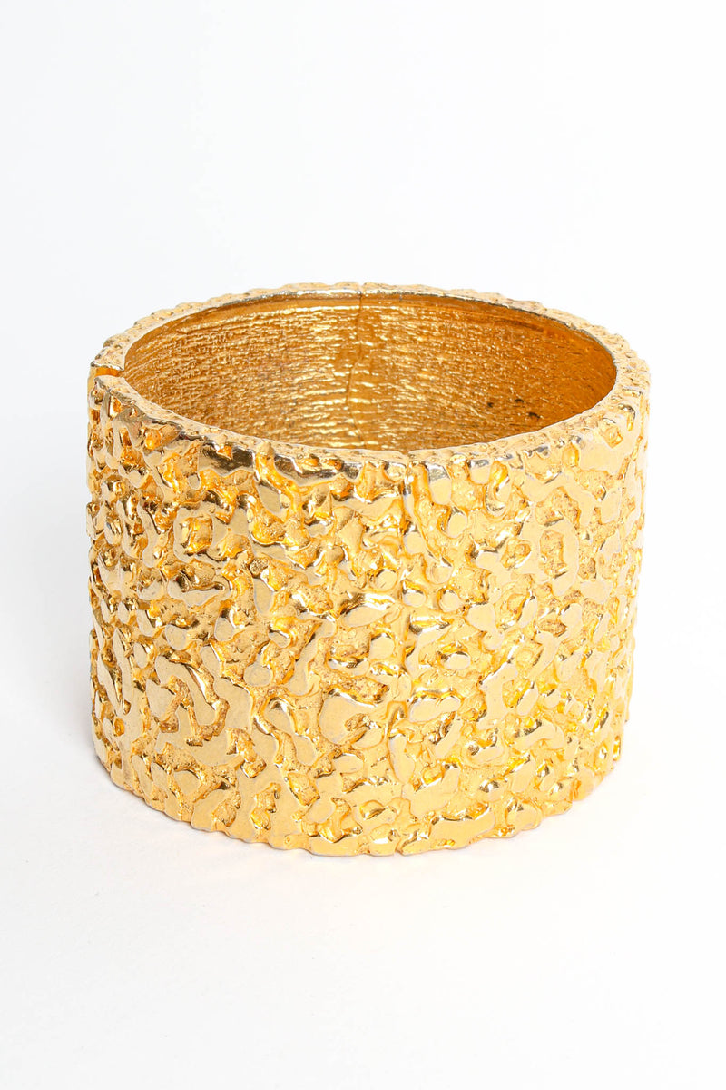 Vintage Kenneth Jay Lane Wide Textured Bracelet front at Recess Los Angeles