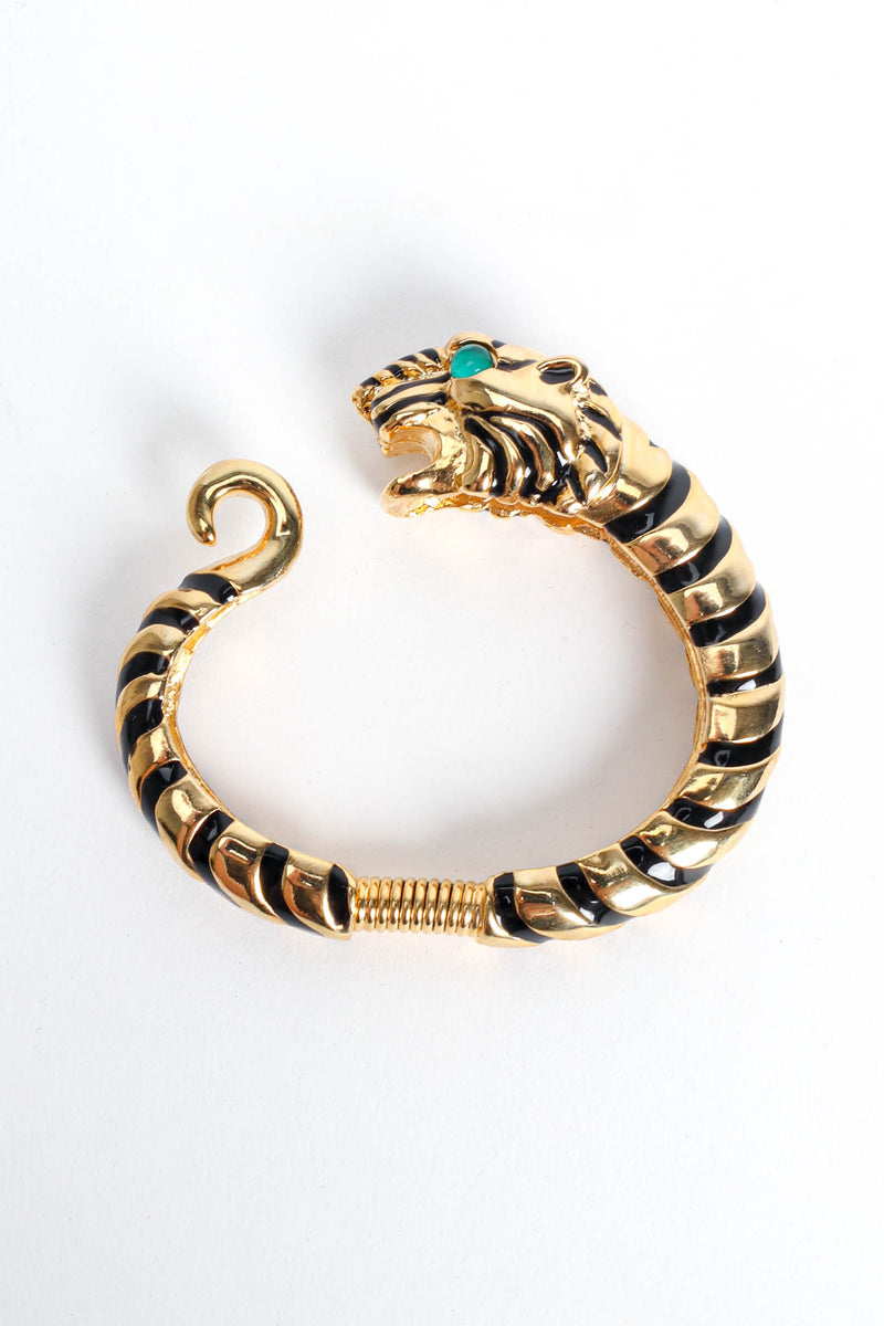 Vintage Kenneth Jay Lane Enamel Tiger Stripe Bracelet flat front @ Recess LA