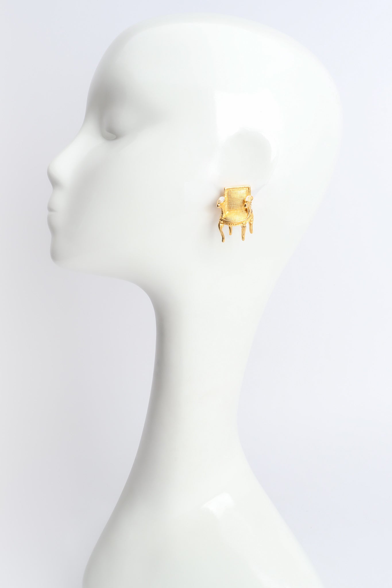 Vintage Karl Lagerfeld Bergère Armchair Earrings on mannequin at Recess Los Angeles