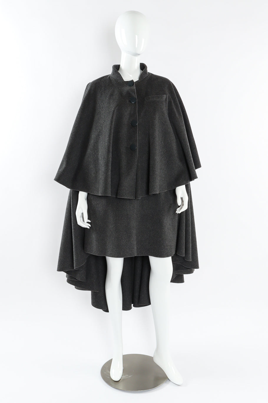 Vintage Karl Lagerfeld Tiered Cashmere Cape mannequin front @ Recess LA