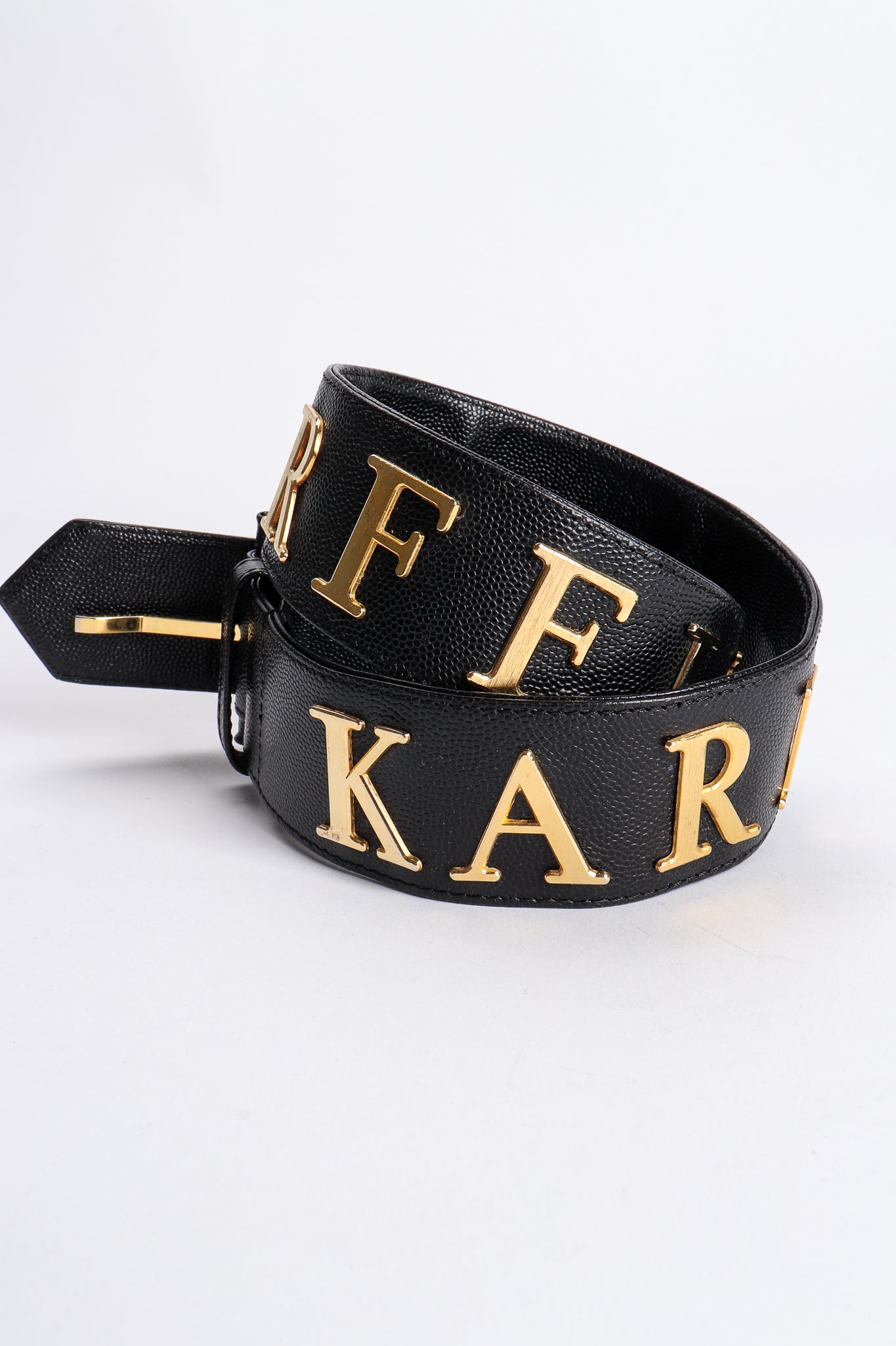 Vintage Karl Lagerfeld Leather Logo Belt at Recess Los Angeles