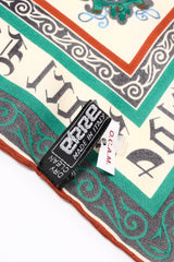 Vintage Karl Lagerfeld Calligraphic Illumination Art silk Scarf label at Recess Los Angeles