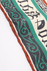 Vintage Karl Lagerfeld Calligraphic Illumination Art silk Scarf rolled hem at Recess Los Angeles