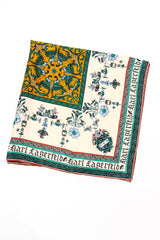 Vintage Karl Lagerfeld Calligraphic Illumination Art silk Scarf folded at Recess Los Angeles