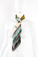 Vintage Karl Lagerfeld Calligraphic Illumination Art silk Scarf on Mannequin at Recess Los Angeles