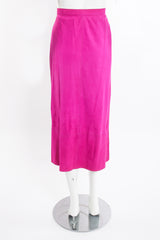 Vintage Kasper for JL Sport Hot Pink Tissue Suede Wrap Skirt on Mannequin back at Recess LA