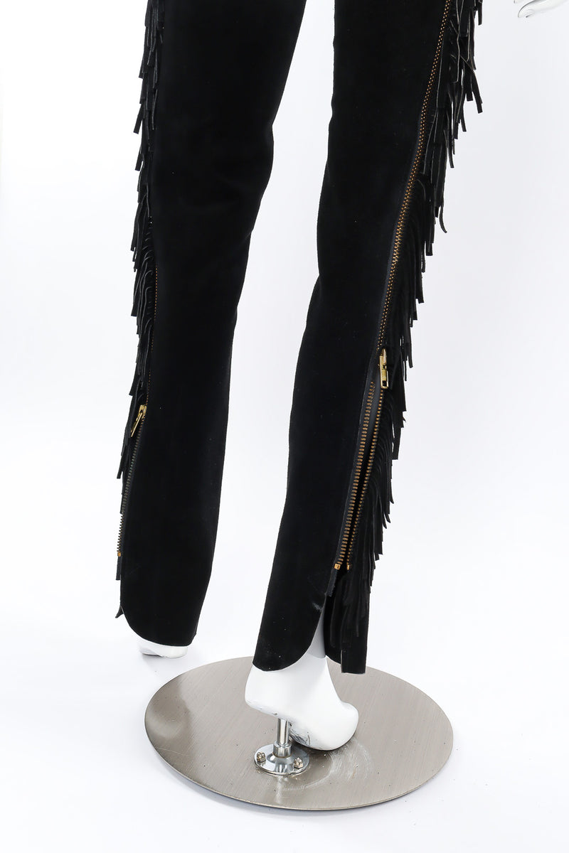 Fringed chaps by Katherine Baumann mannequin close bottom @recessla