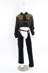 Fringed chaps by Katherine Baumann jacket mannequin front @recessla