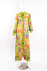 Vintage Ken Scott Tropical Chiffon Shirt Dress Duster on Mannequin front at Recess LA