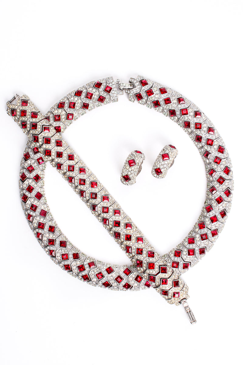 Vintage Kenneth Jay Lane Diamond Ruby Collar Bracelet & Earring Set at Recess Los Angeles