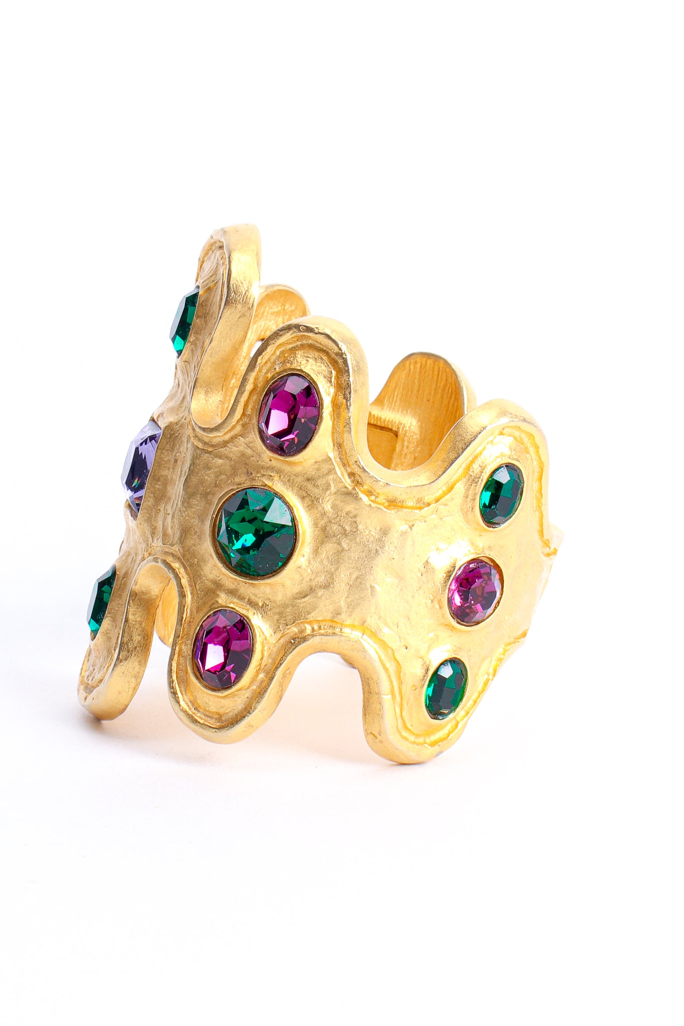 Vintage Kenneth Lane Jeweled Wavy Cuff Bracelet side at Recess Los Angeles