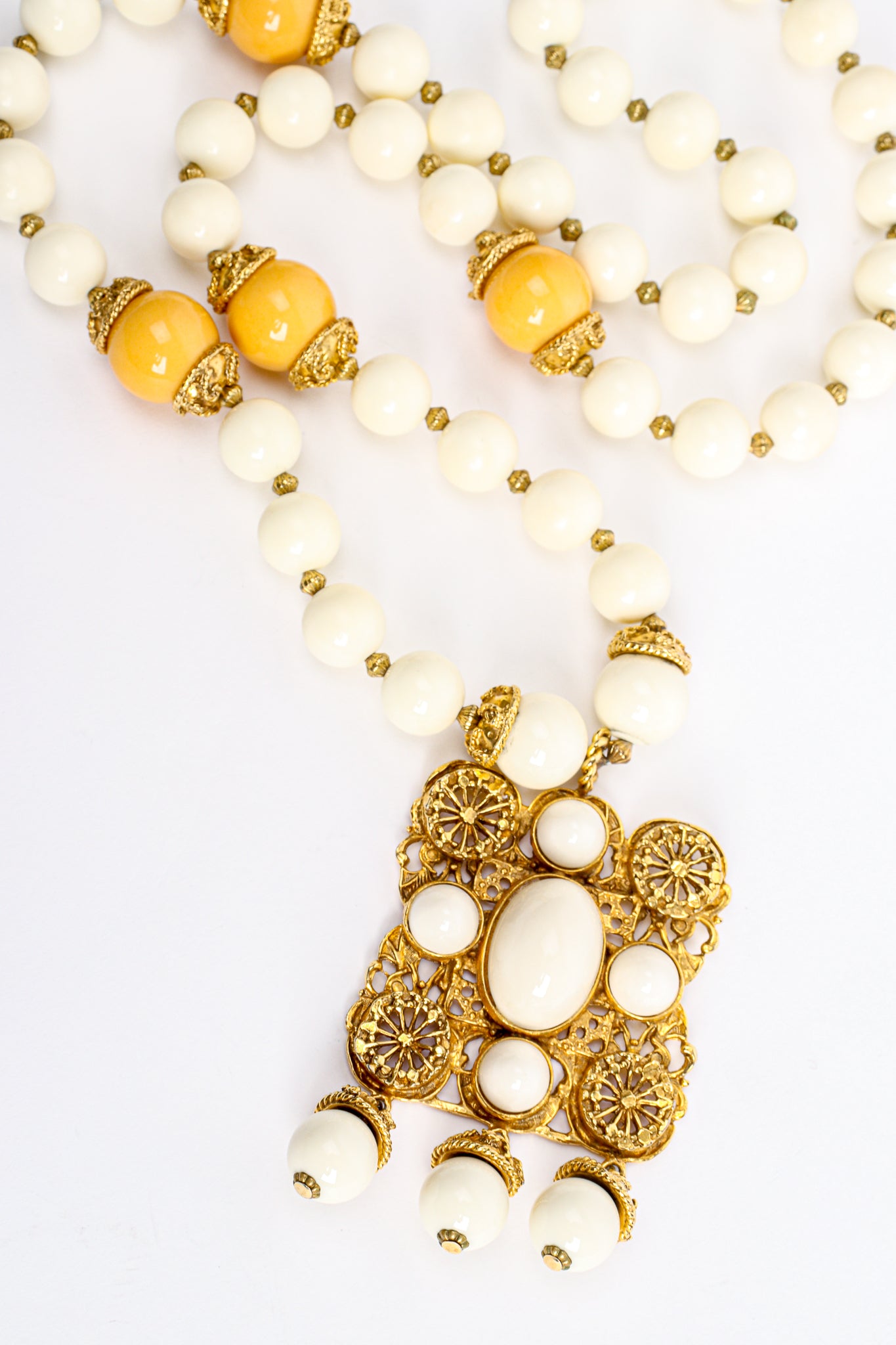 Vintage Kenneth Lane Filigree Bone Bead Layering Necklace at Recess Los Angeles 