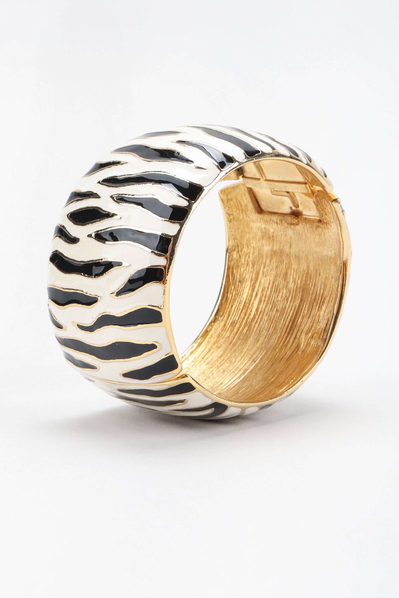 Recess Los Angeles Vintage Kenneth Jay Lane Zebra Enamel Cuff Bracelet