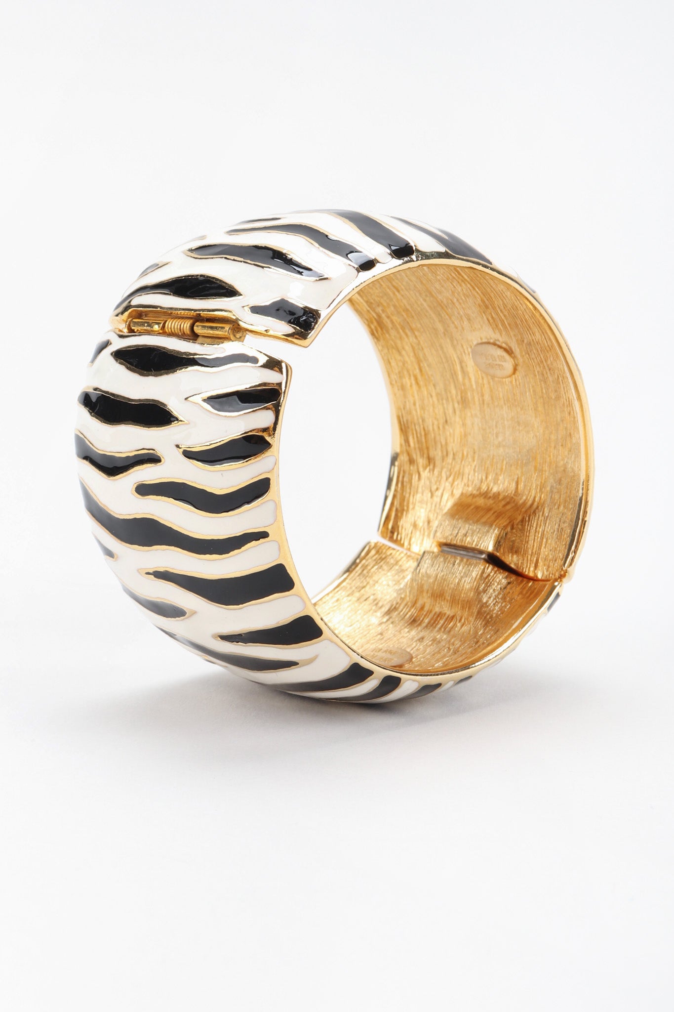 Recess Los Angeles Vintage Kenneth Jay Lane Zebra Enamel Cuff Bracelet