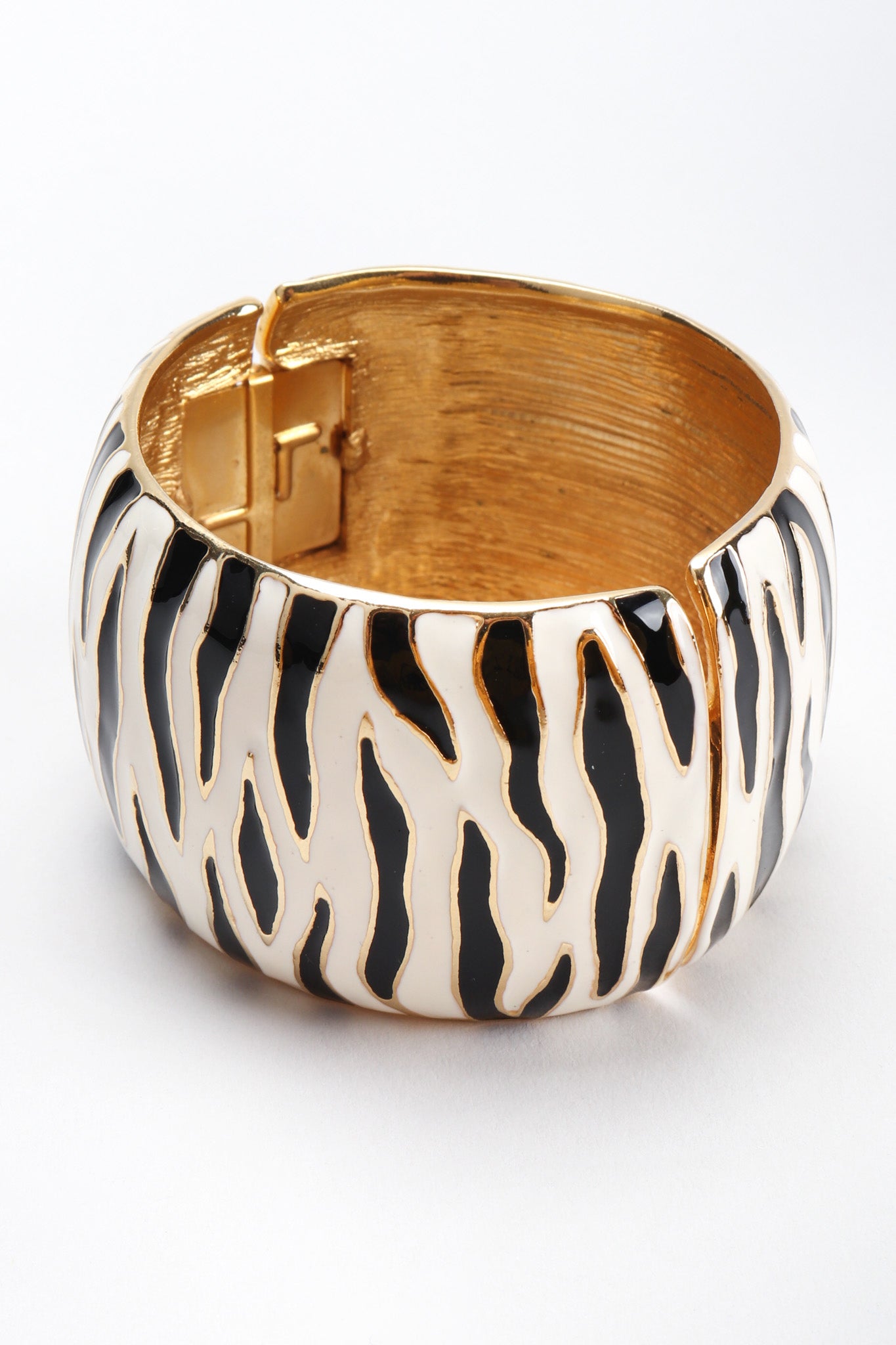 Recess Los Angeles Vintage Kenneth Jay Lane Zebra Enamel Cuff Bracelet