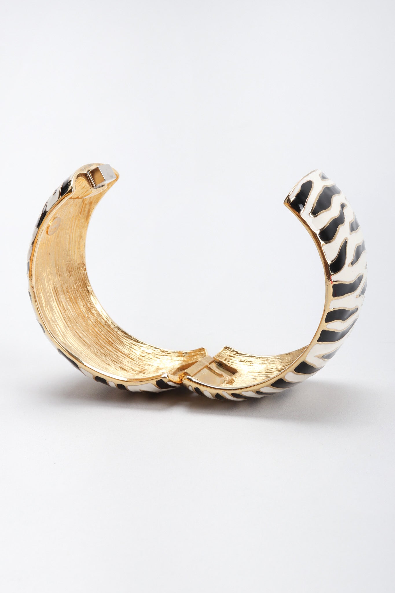 Recess Los Angeles Vintage Kenneth Jay Lane Zebra Enamel Cuff Bracelet