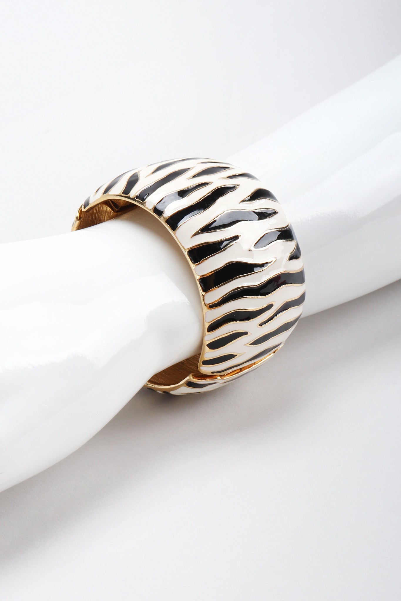 Recess Los Angeles Vintage Kenneth Jay Lane Zebra Enamel Cuff Bracelet