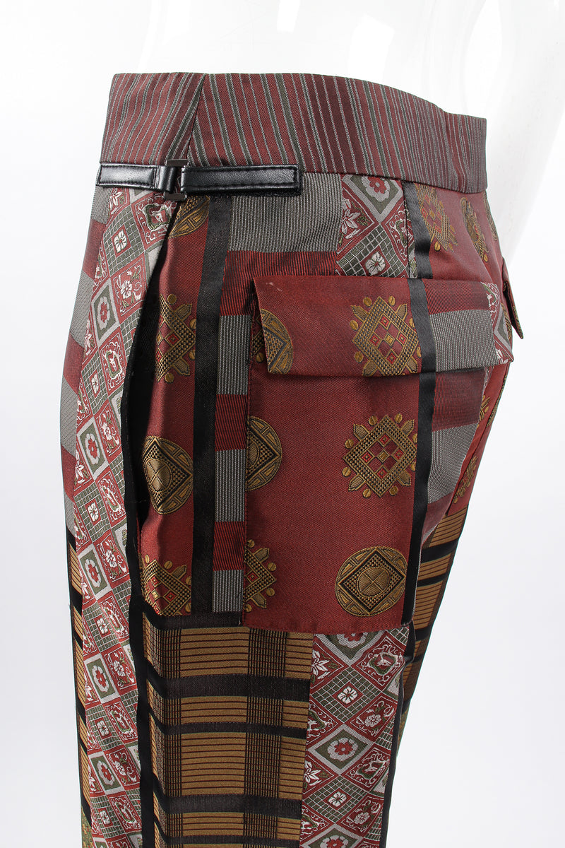 Vintage Kenzo Japanese Mon Shawl Top & Pant Set on mannequin pant detail at Recess Los Angeles