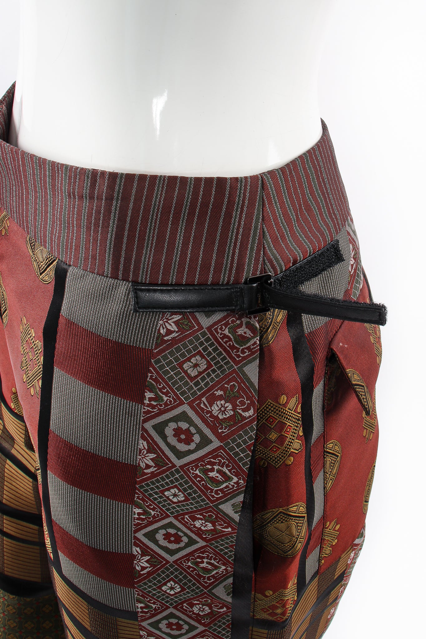 Vintage Kenzo Japanese Mon Shawl Top & Pant Set on mannequin pant waist tab at Recess Los Angeles