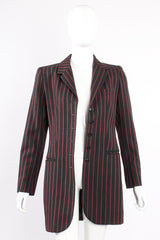 Vintage Kenzo Longline Pinstripe Jacket & Pant Suit on Mannequin open jacket at Recess Los Angeles