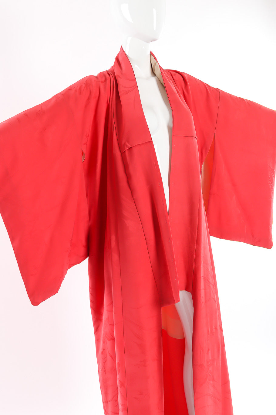 Carmine pink floral embossed kimono mannequin 3/4 arms up @recessla