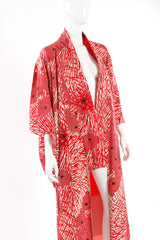 Red winter floral kimono 3/4 arms down @recessla