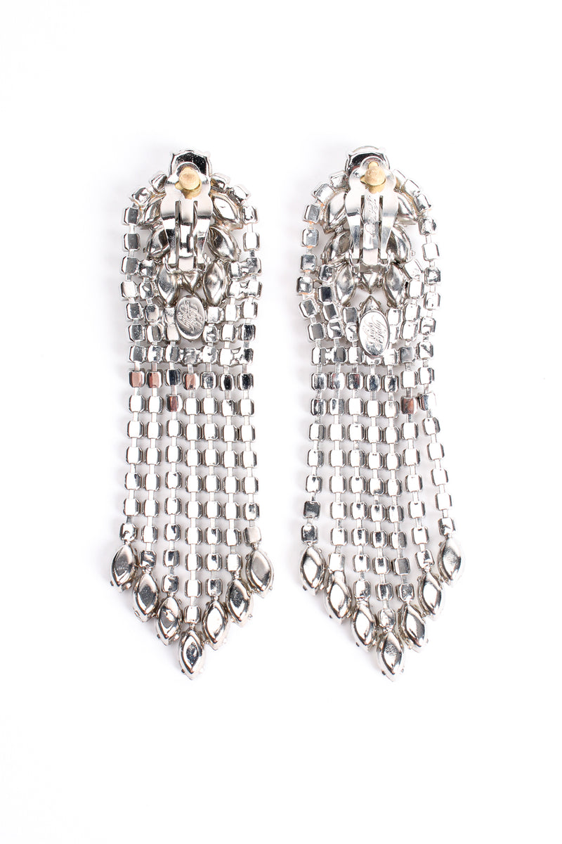 Vintage Kirks Folly Rhinestone Marquise Fringe Earrings backside at Recess Los Angeles