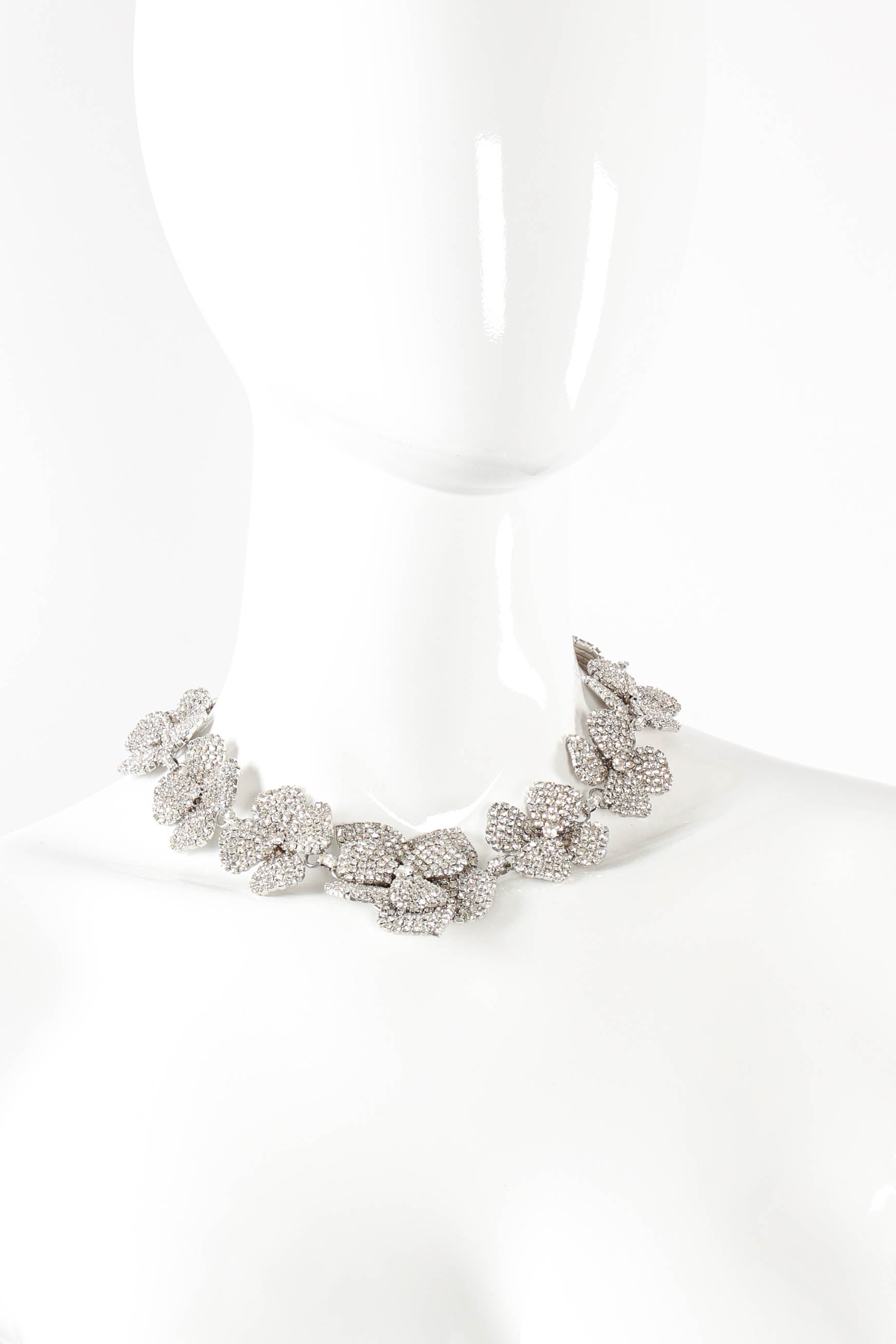 Vintage Kirks Folly Rhinestone Blossom Choker on mannequin front@ Recess LA