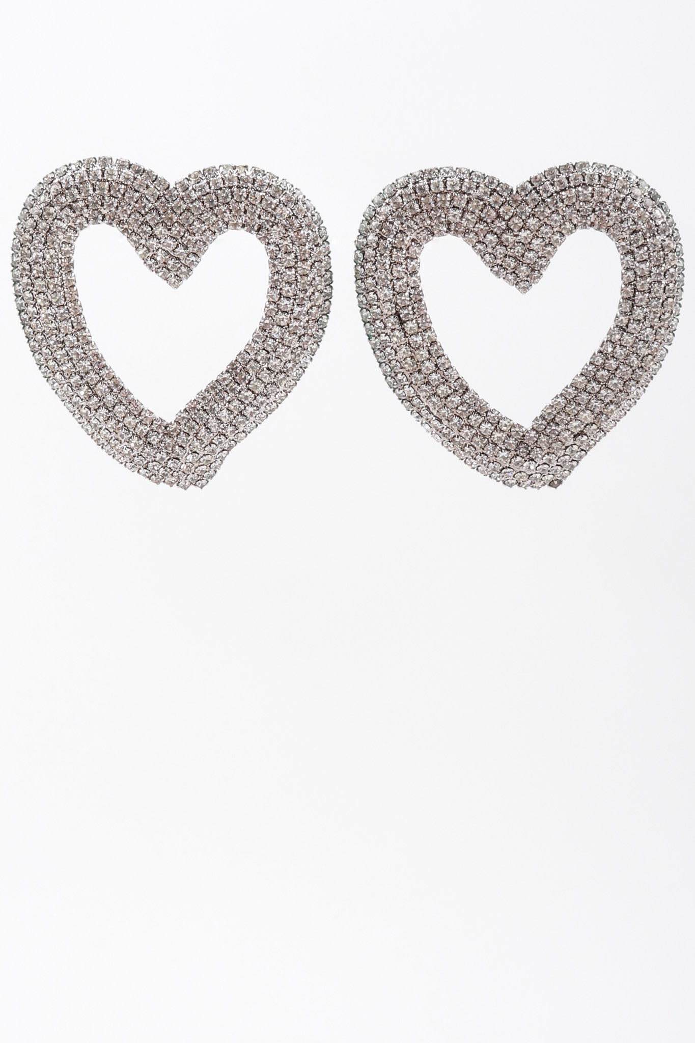 Recess Los Angeles Vintage Kirks Folly Pierced Rhinestone Heart Earrings