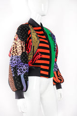 Vintage Koos Van Den Akker Patchwork Collage Bomber Jacket on mannequin angle at Recess Los Angeles